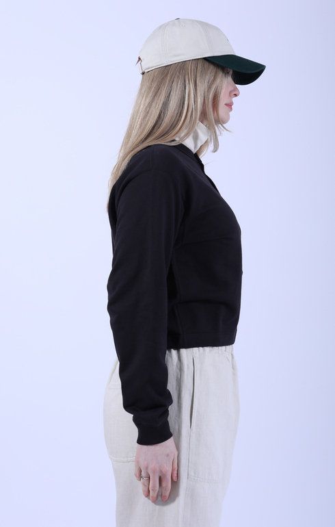 Dot Button Crew Cardigan Charcoal