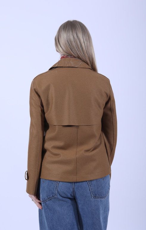 Cropped Trench Pressed Wool Toffee