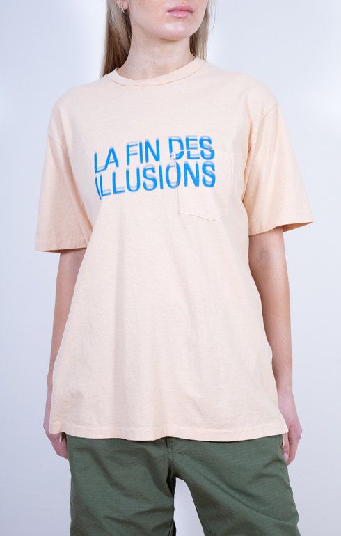 Printed Cross Pocket T-Shirt Peach