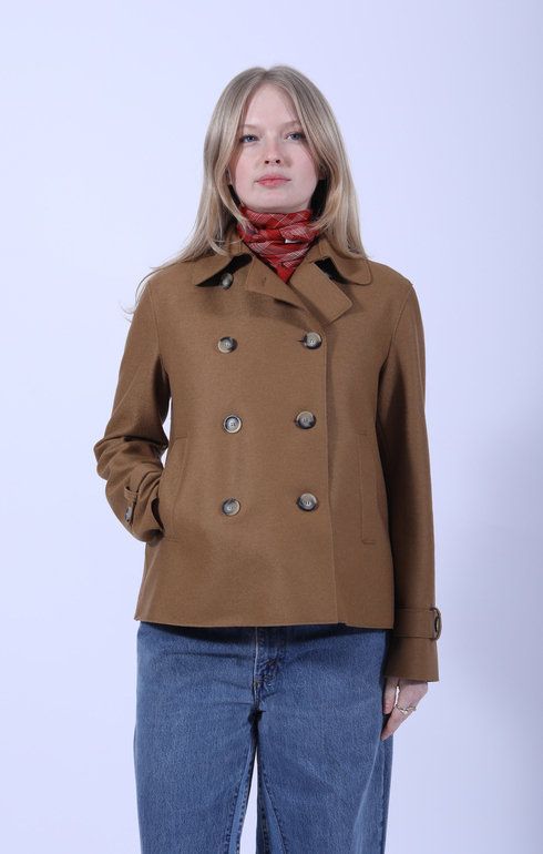 Cropped Trench Pressed Wool Toffee