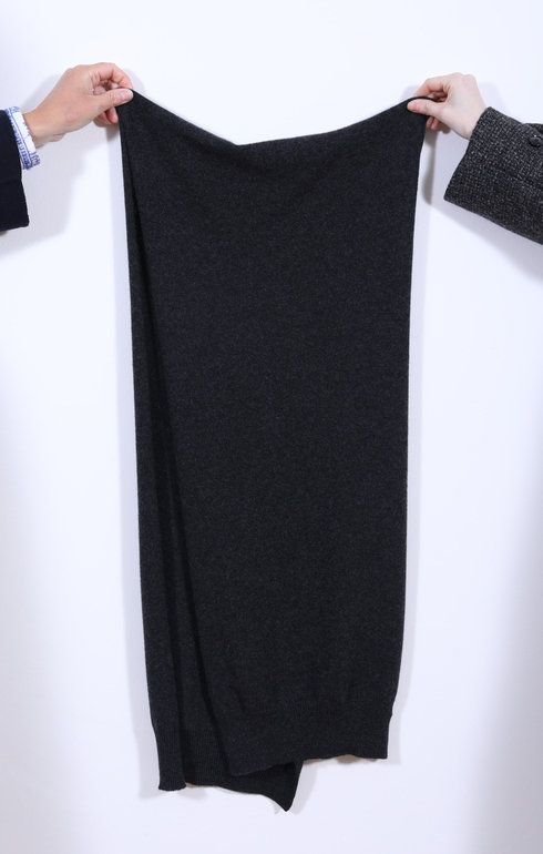 Plain Cashmere Knit Scarf Charcoal