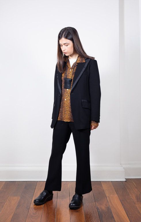 Cut-Off Bottom Classic Shirt Leopard Print