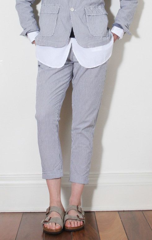 Willy Post Pant Grey/White Seersucker