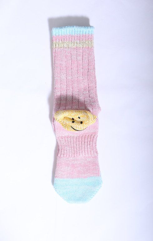 Rainbowy Happy Heel Socks Pink