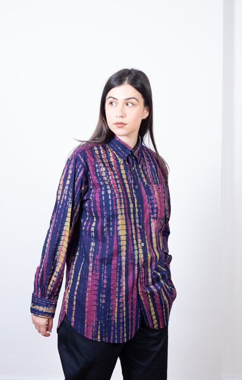 19 Century BD Shirt Navy Batik Stripe