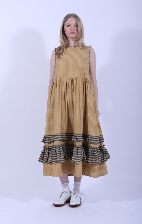 Genevieve Dress Mustard Stripe