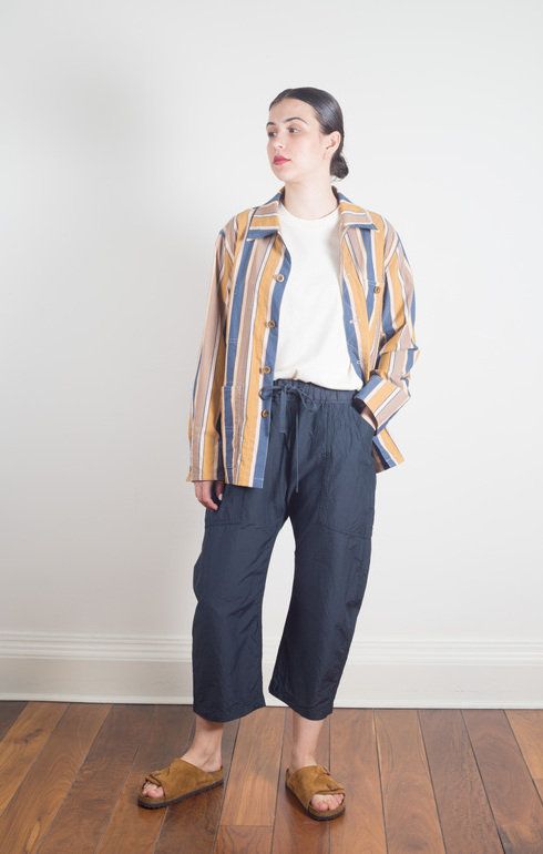 Loose Fit Crop Pants Navy