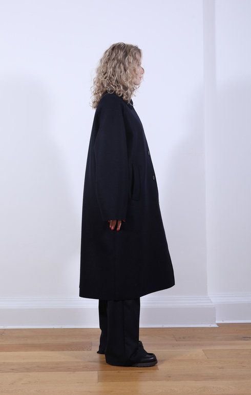 Balmacaan Coat Navy Blue