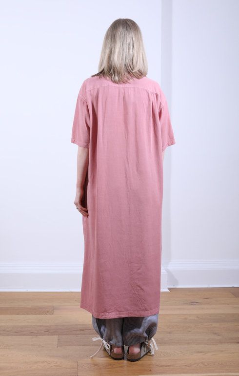 Round Pocket S.S Shirt Dress Red
