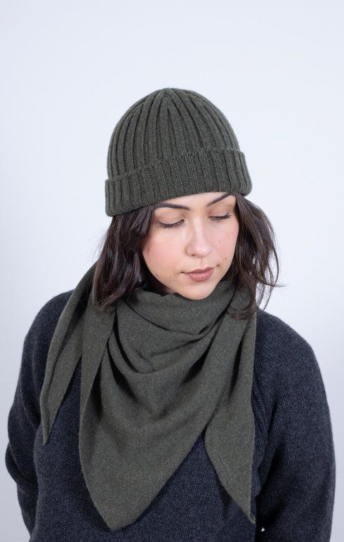 Cashmere Rib Beanie Loden