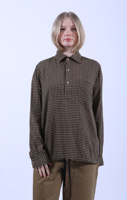 Hem String Shirt Black/Beige