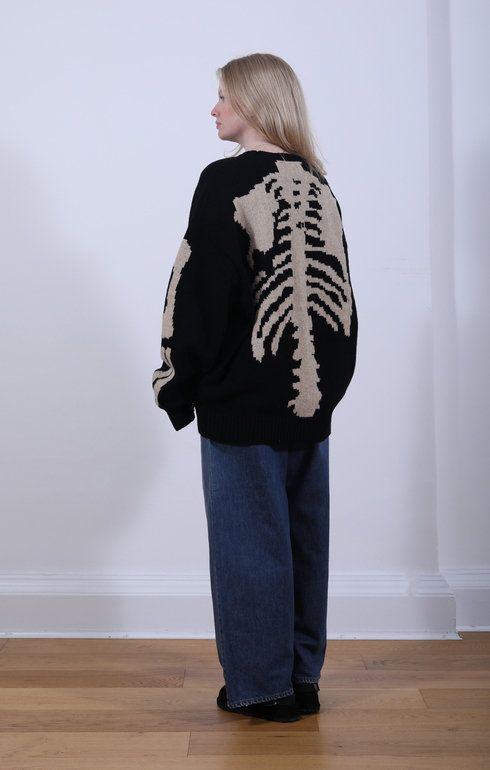 5G Wool Bone Sweater Black