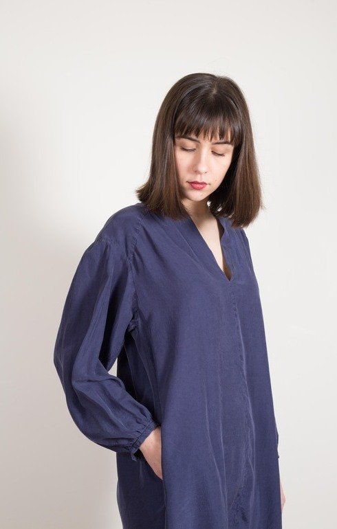 Side Split Silk Dress Midnight