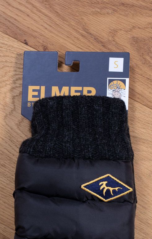 Recycled Polyester & Sheep Leather Mittens - Black