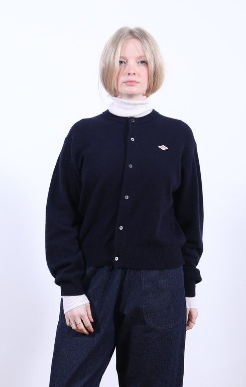 Crew Neck Cardigan D. Navy