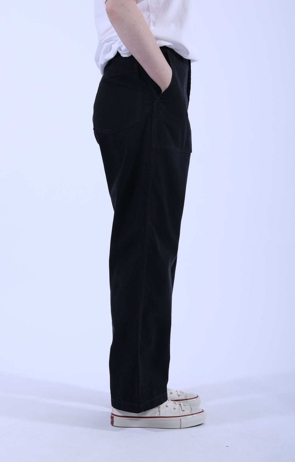 Herringbone Twill Summer Fatigue Pants Black