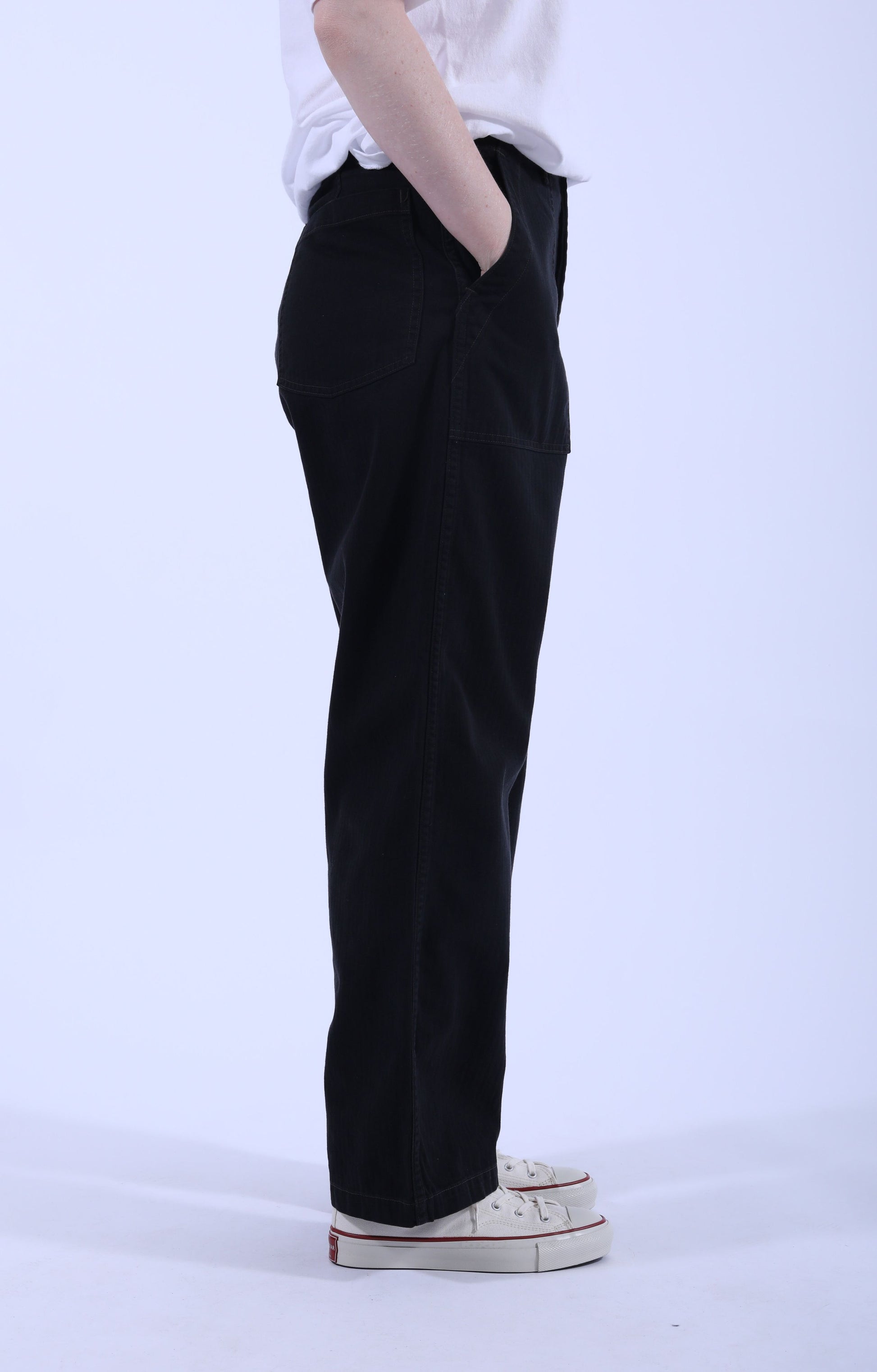Herringbone Twill Summer Fatigue Pants Black