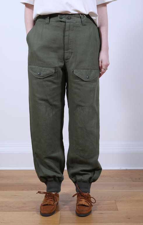 Airborne Pant Olive Cotton Hemp Satin