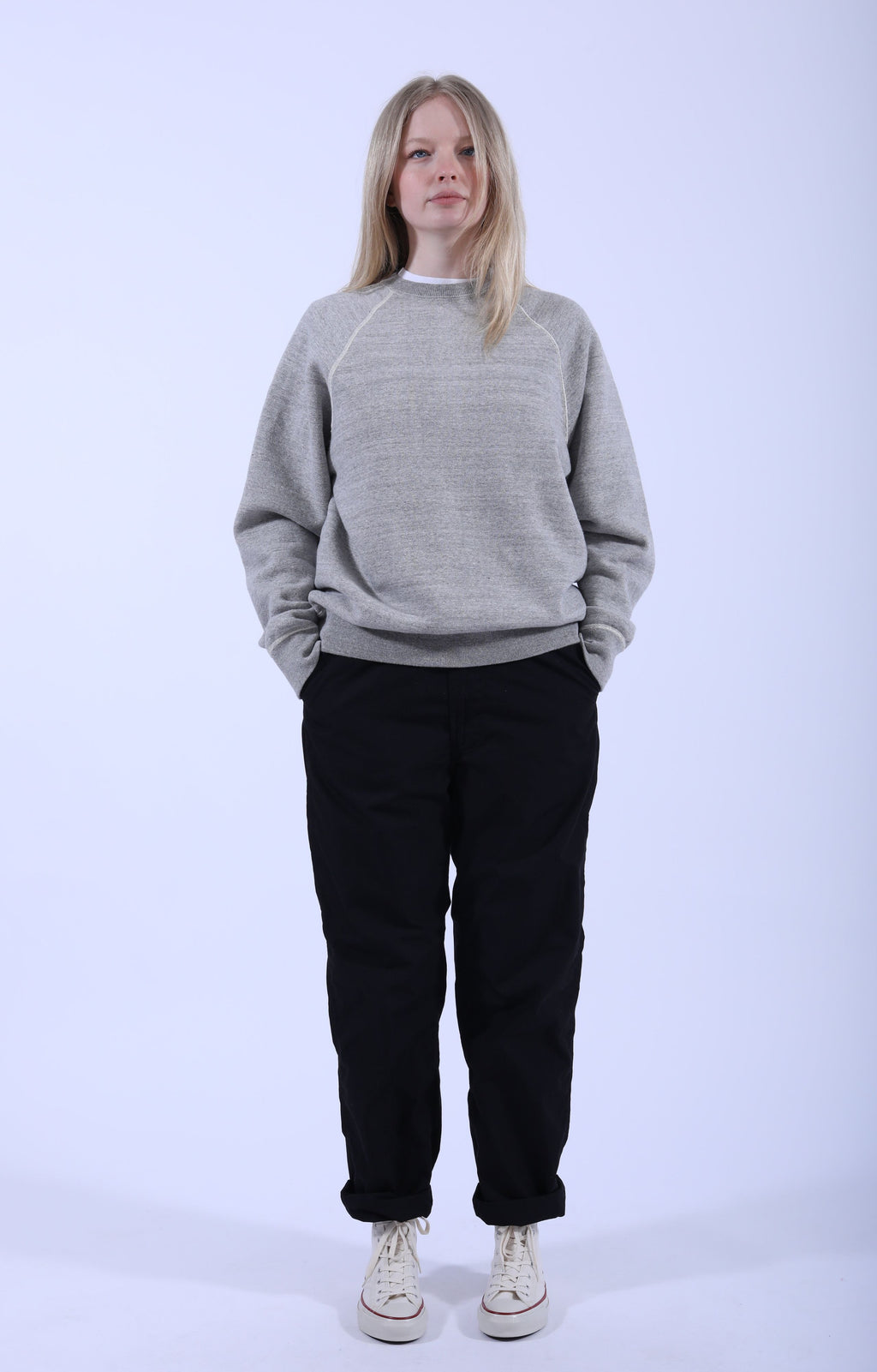 Loop Wheel Crew Neck Heather Grey