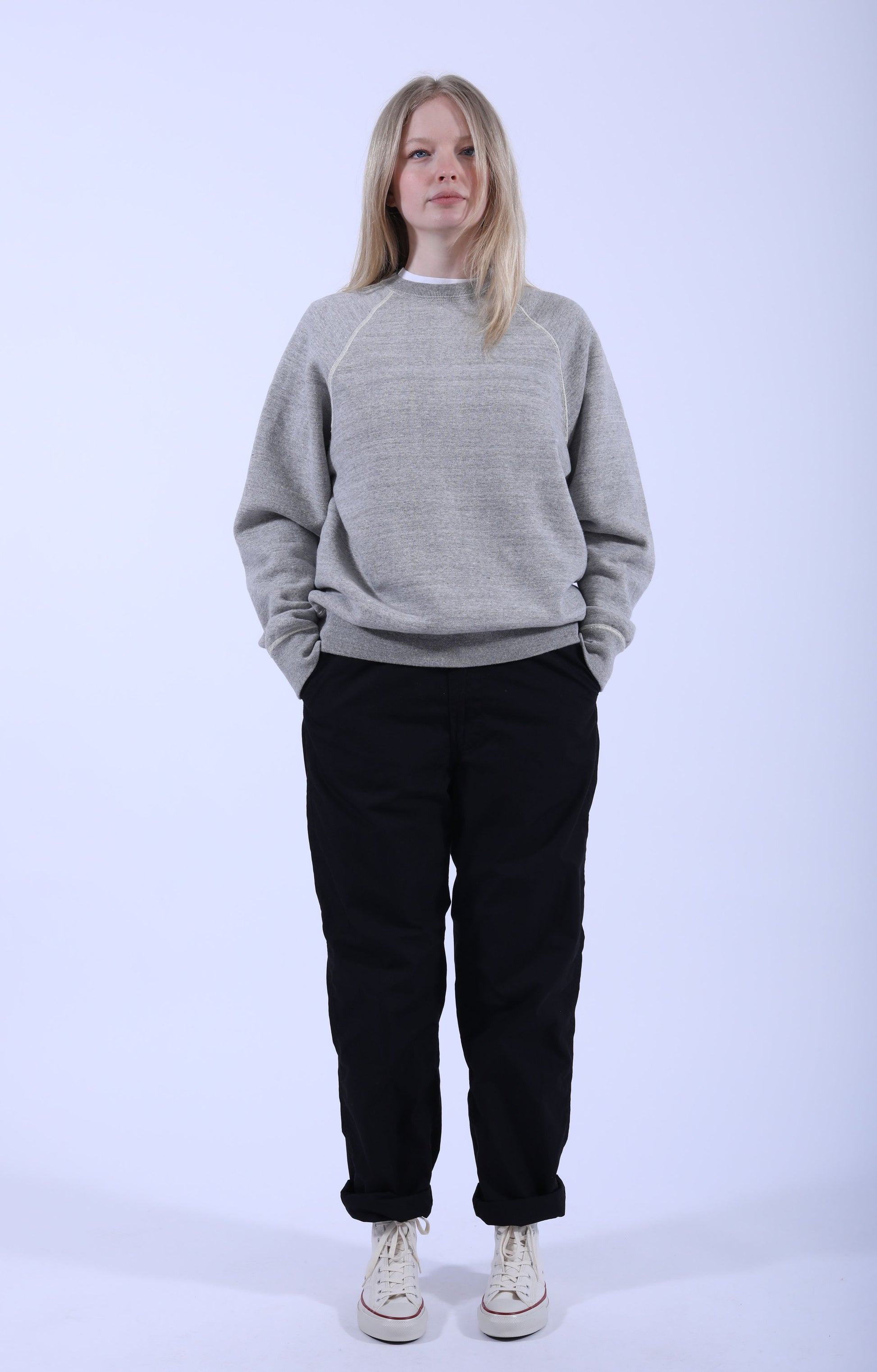 Loop Wheel Crew Neck Heather Grey