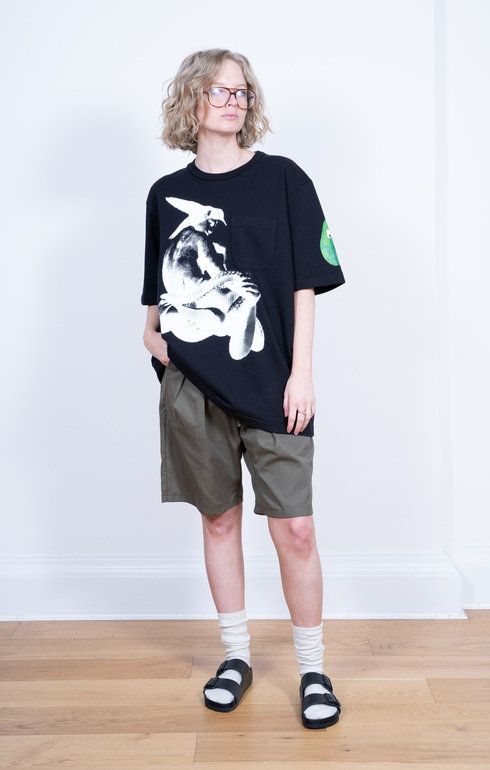 S/S Print Pocket Tee Black