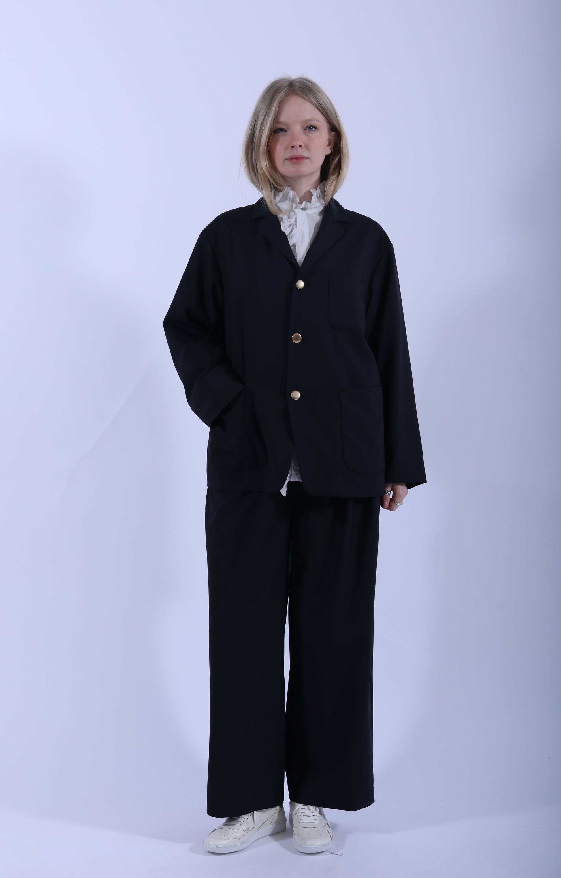 Pleat Baggy Pants D. Navy