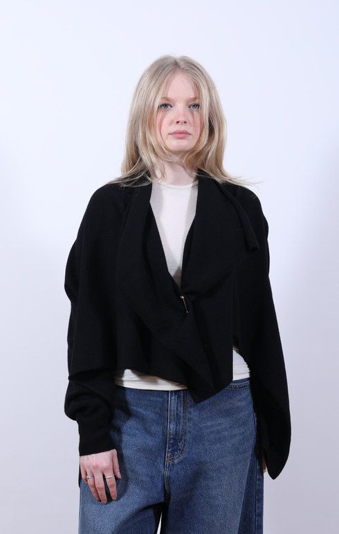 Knot Cardigan Boiled Knit Black