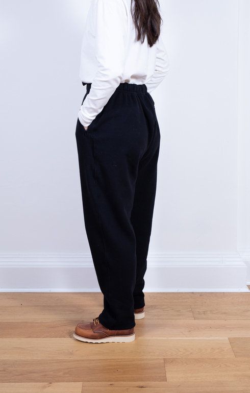 Jog Pant Black Cotton Heavy Fleece