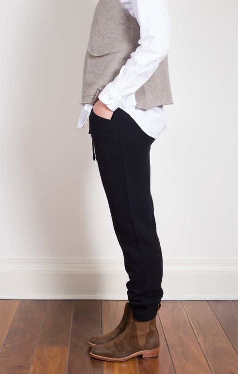 Cashmere Drawstring Pants Black