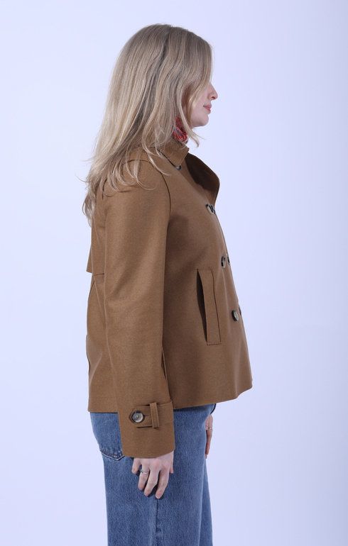 Cropped Trench Pressed Wool Toffee
