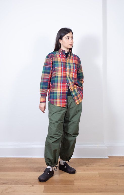 BD Poplin Shirt Scarlet & Green Archive Madras
