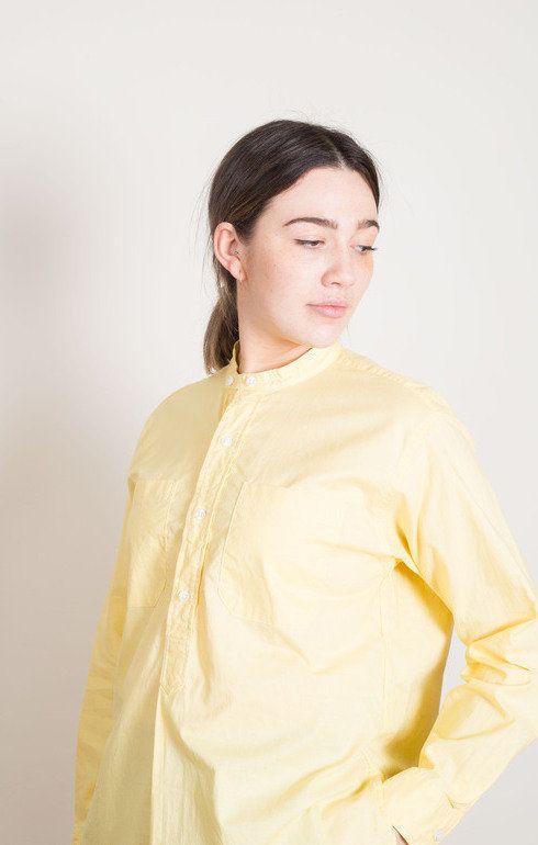 Banded Collar Long Shirt Yellow