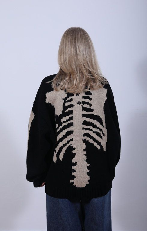5G Wool Bone Sweater Black