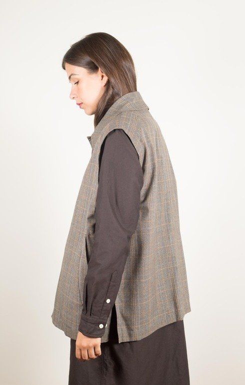 Bal Collar Fly Front Vest Plaid
