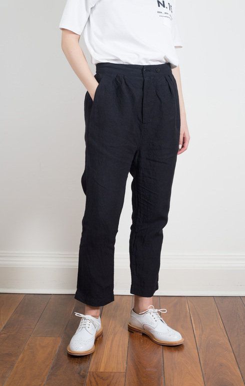 Pleated Underwear Pants Black Navy