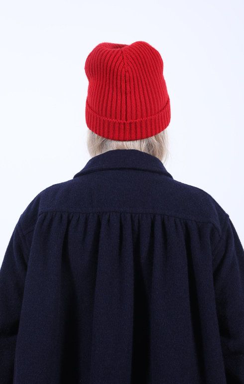 Gathered Jacket Wool Pile Navy