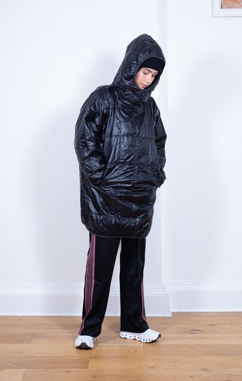 Piping Quilt Parka Nylon Ripstop Black