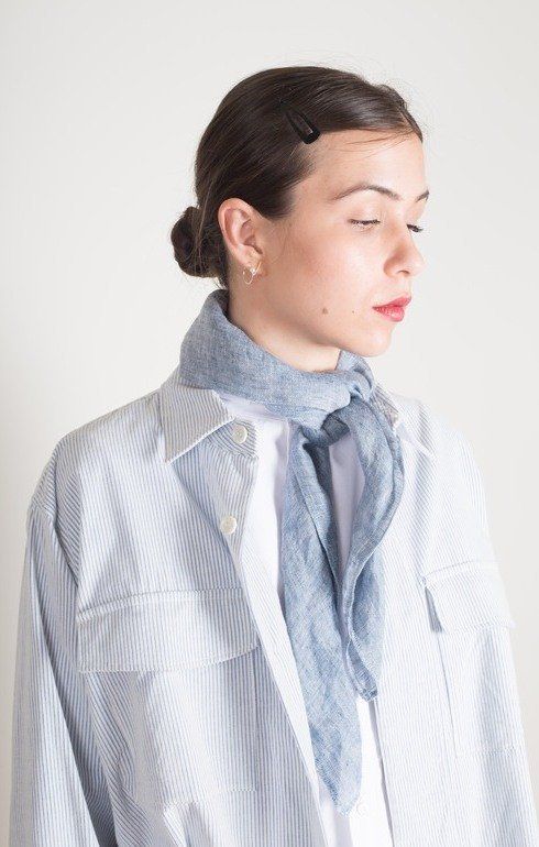 Linen Chambray Scarf Indigo Blue