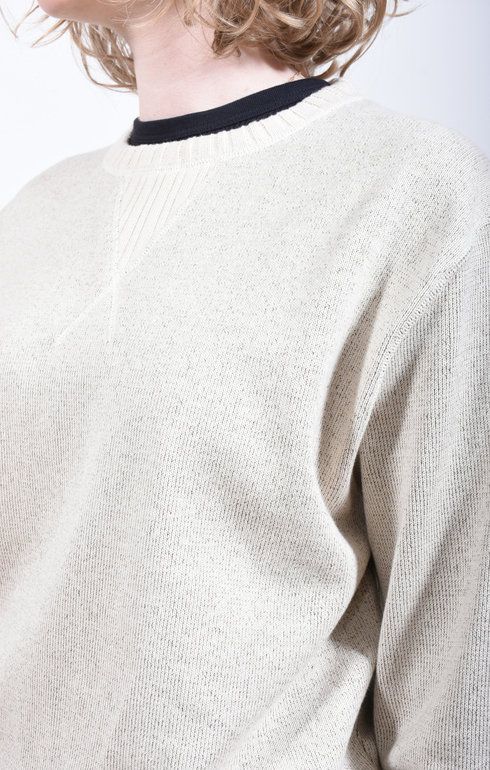 Vintage Crew Sweater White x Moss