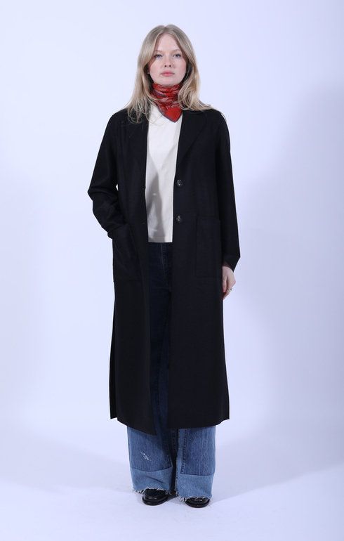 Long Boxy Coat Black