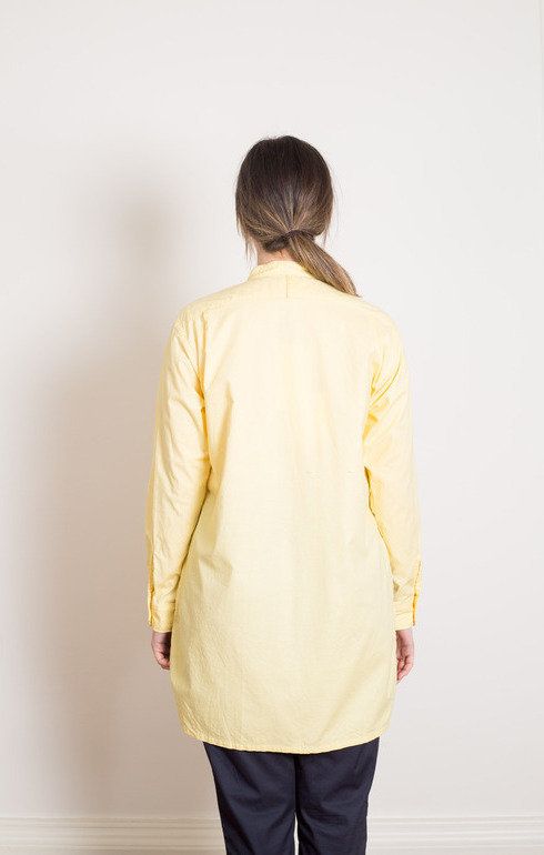 Banded Collar Long Shirt Yellow