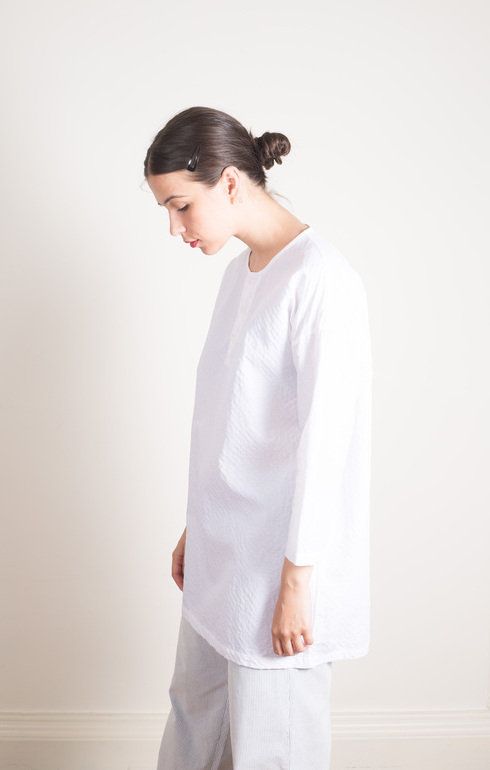 Big Henley Neck Shirt White