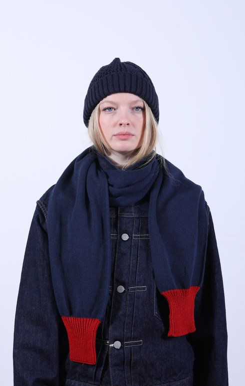 Sweater Sleeve Scarf Navy/Red