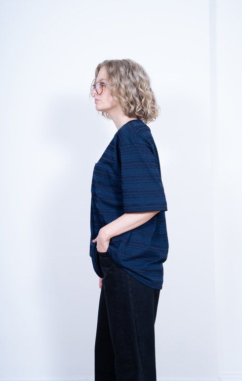 Indigo Stripe Tee Smolder Black