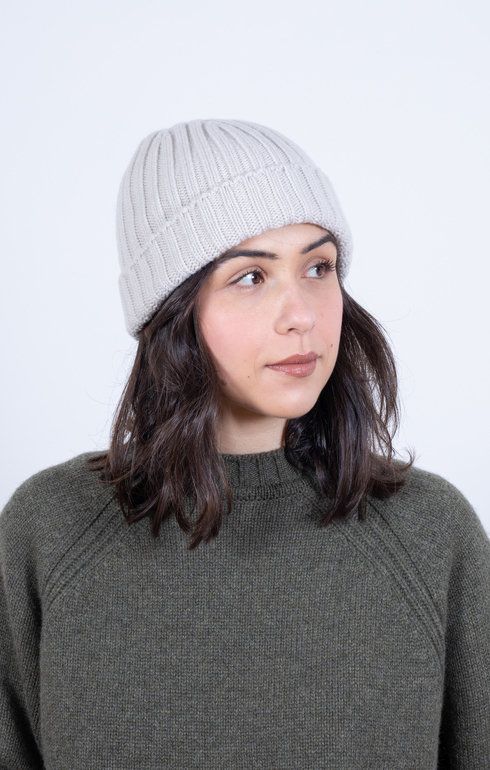 Cashmere Rib Beanie Earl Grey