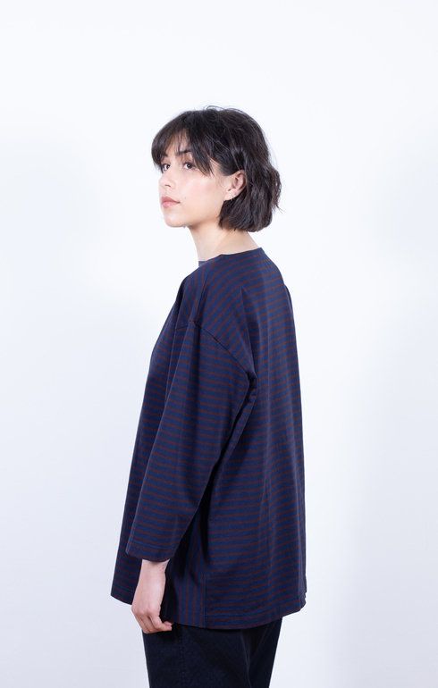 Basque T Border Navy/Wine