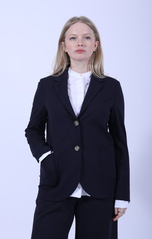 Stand Up Collar Blazer Techno Navy Blue