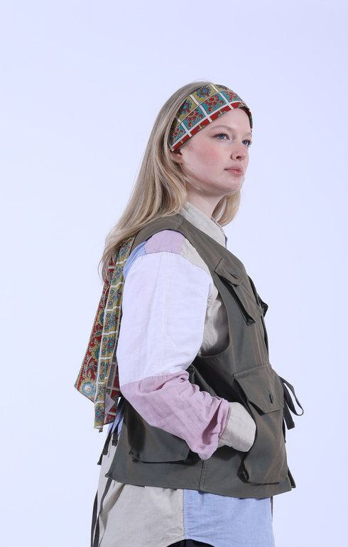 Long Scarf Floral Stripe