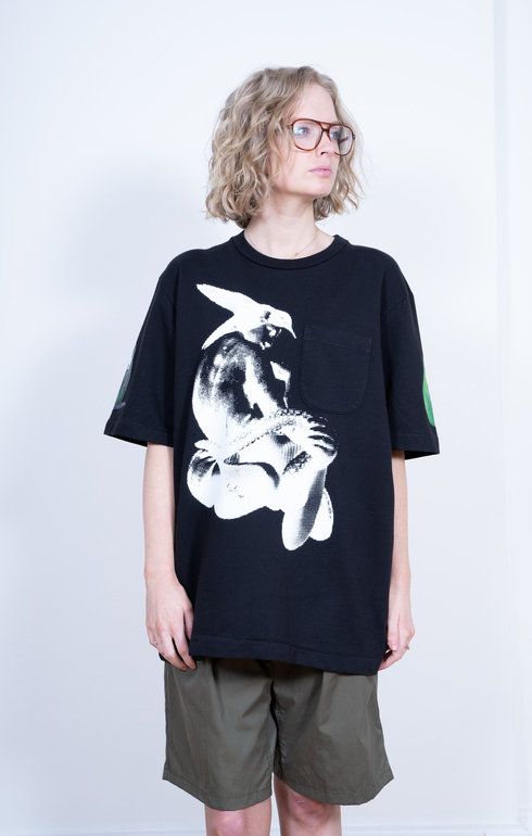 S/S Print Pocket Tee Black