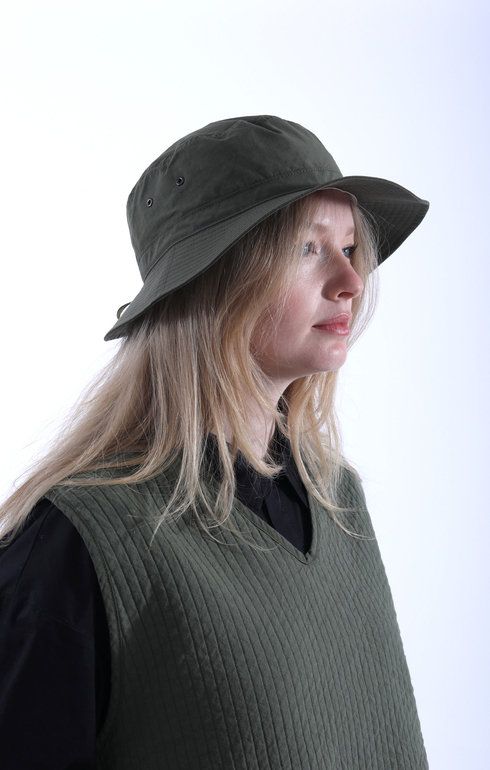 Organic Cotton Hat w/ Drawcord Olive